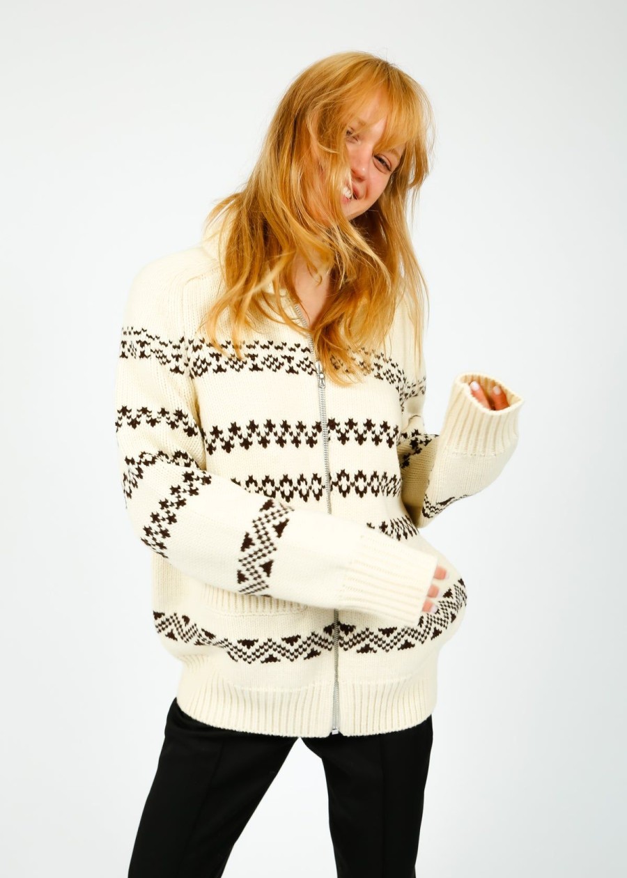 Women Rag & Bone Knitwear | R&B Brooke Zip Up In Ivory