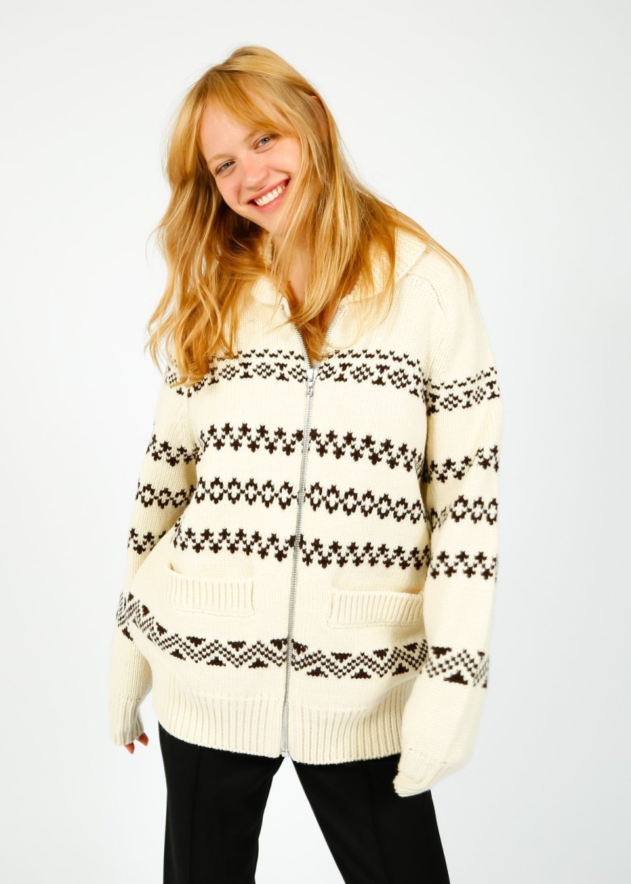 Women Rag & Bone Knitwear | R&B Brooke Zip Up In Ivory