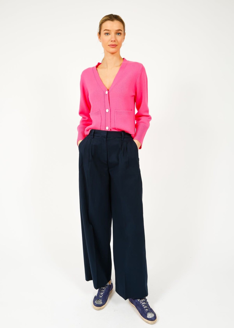 Women VK Cashmere Knitwear | Vk Matilda Heavy Knit Cardi In Hot Pink