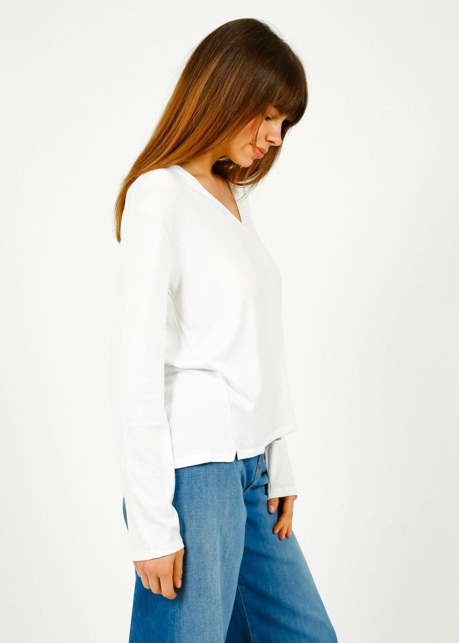 Women Rag & Bone Tops | R&B The Knit Vee Ls In White