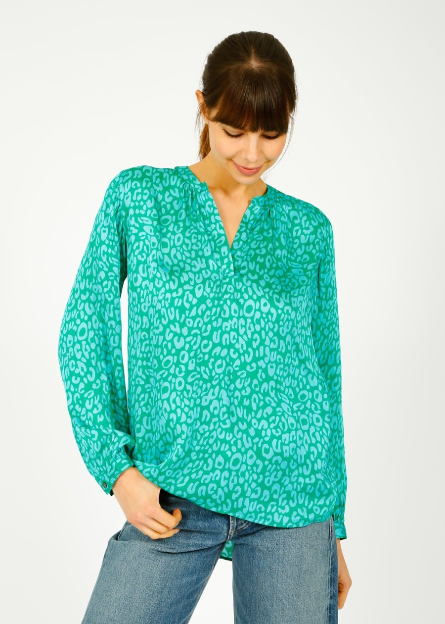 Women Primrose Park London Tops | Ppl Sandy Open Shirt In Leo 03 Blue