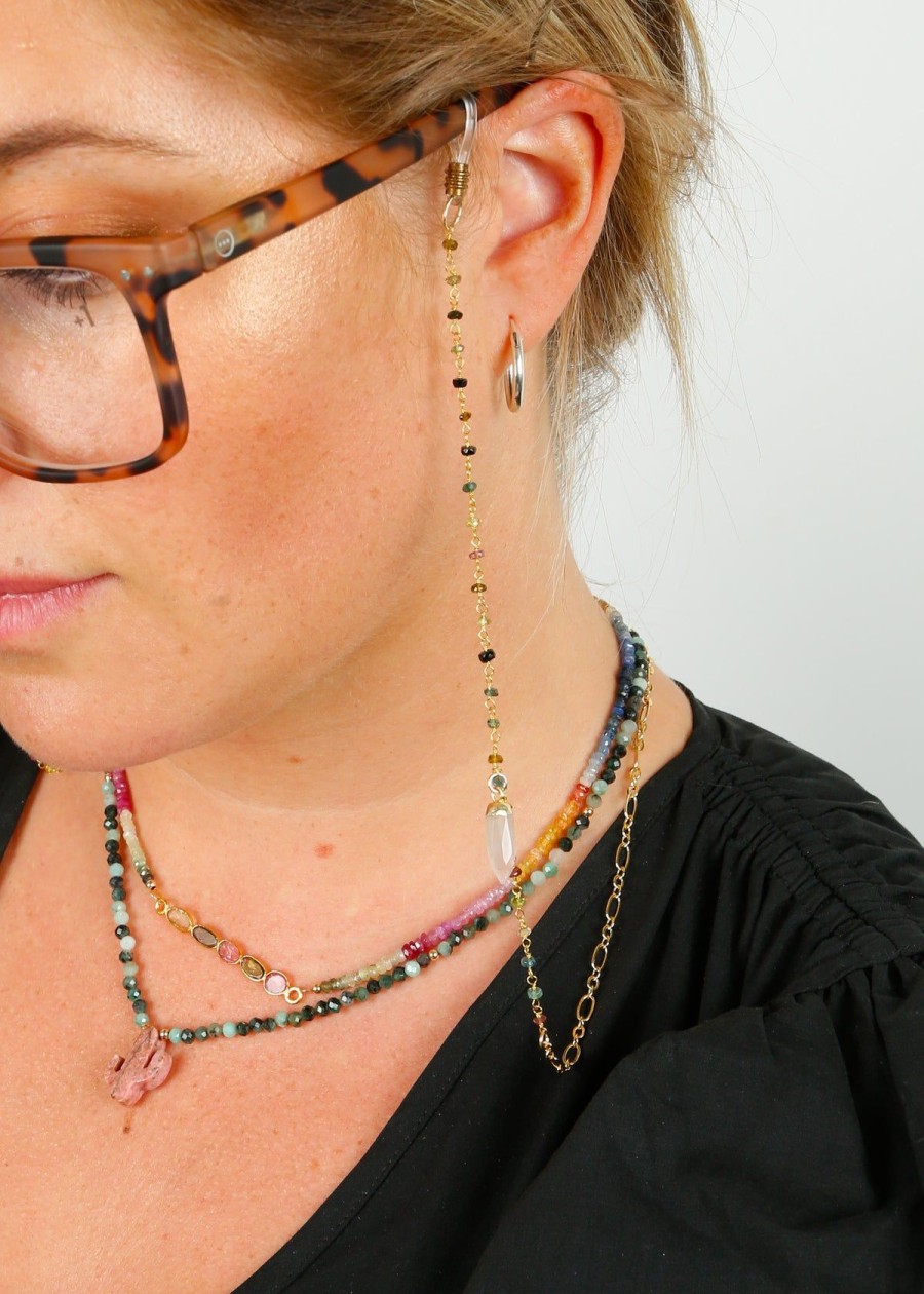 Women Zoi Jewellery | Zoi Palace Glasses Chain, Pyrite, Emerald, Snake, Stars