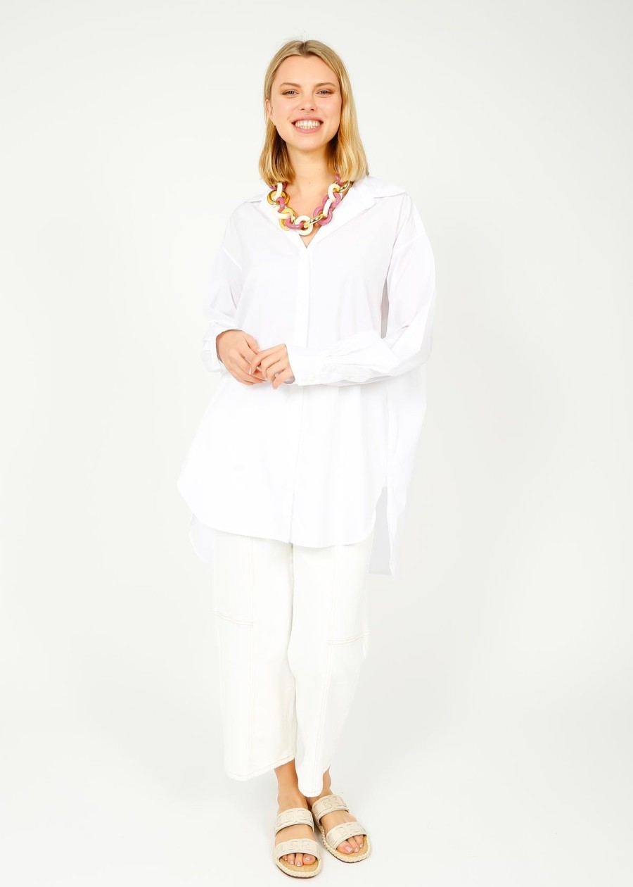 Women Rag & Bone Tops | R&B Fia Poplin Shirt In White