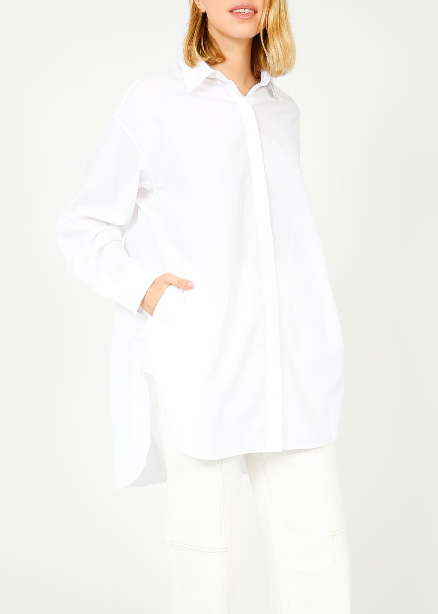 Women Rag & Bone Tops | R&B Fia Poplin Shirt In White