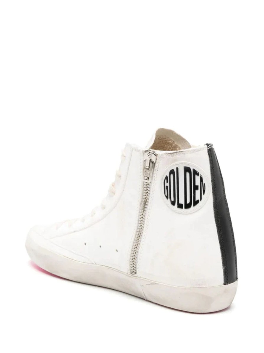 Women Golden Goose Trainers | Gg Francy With Fushsia Glittler Star And Signature Foxing In Cream