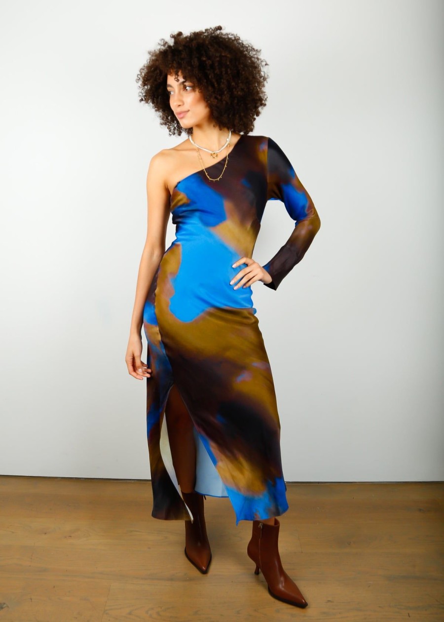 Women Second Female Dresses | Sec.F Haylen One Shoulder Dress In Mole