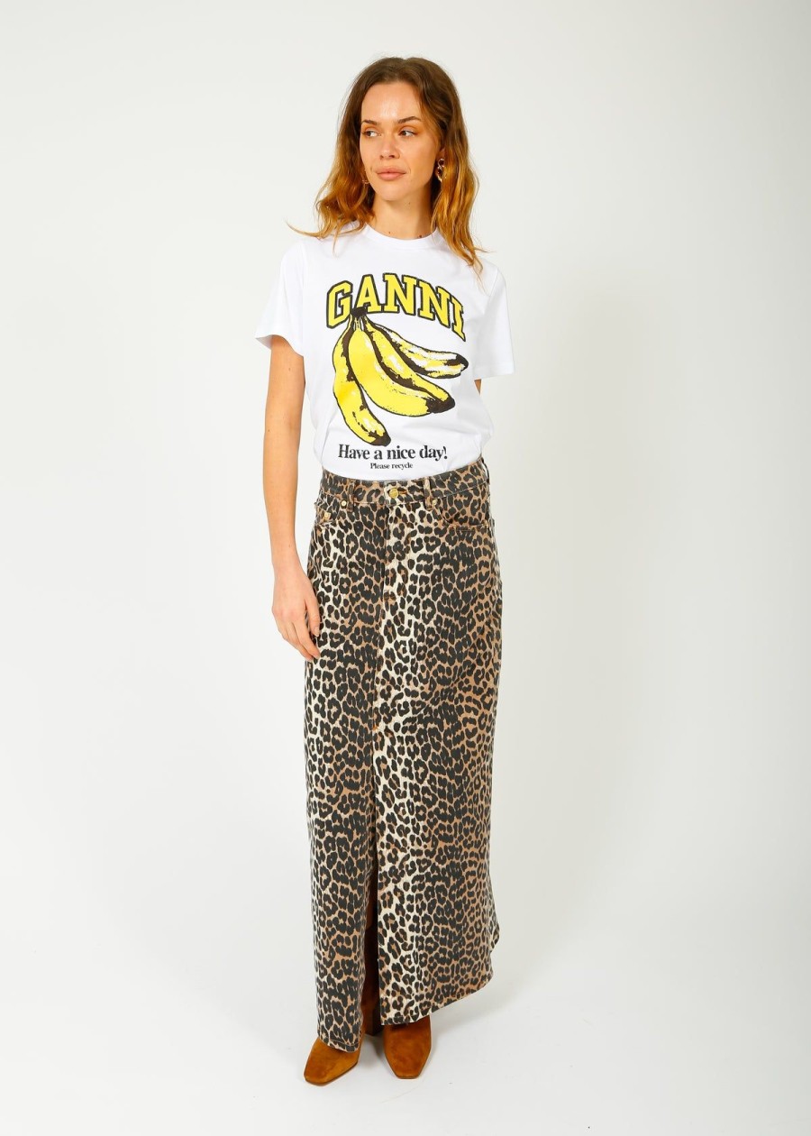 Women GANNI Tops | Ganni T3861 Bananas Relaxed Tee In White