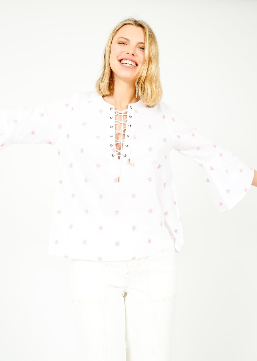 Women Primrose Park London Tops | Ppl Rio Top In Sun Emb 01 White