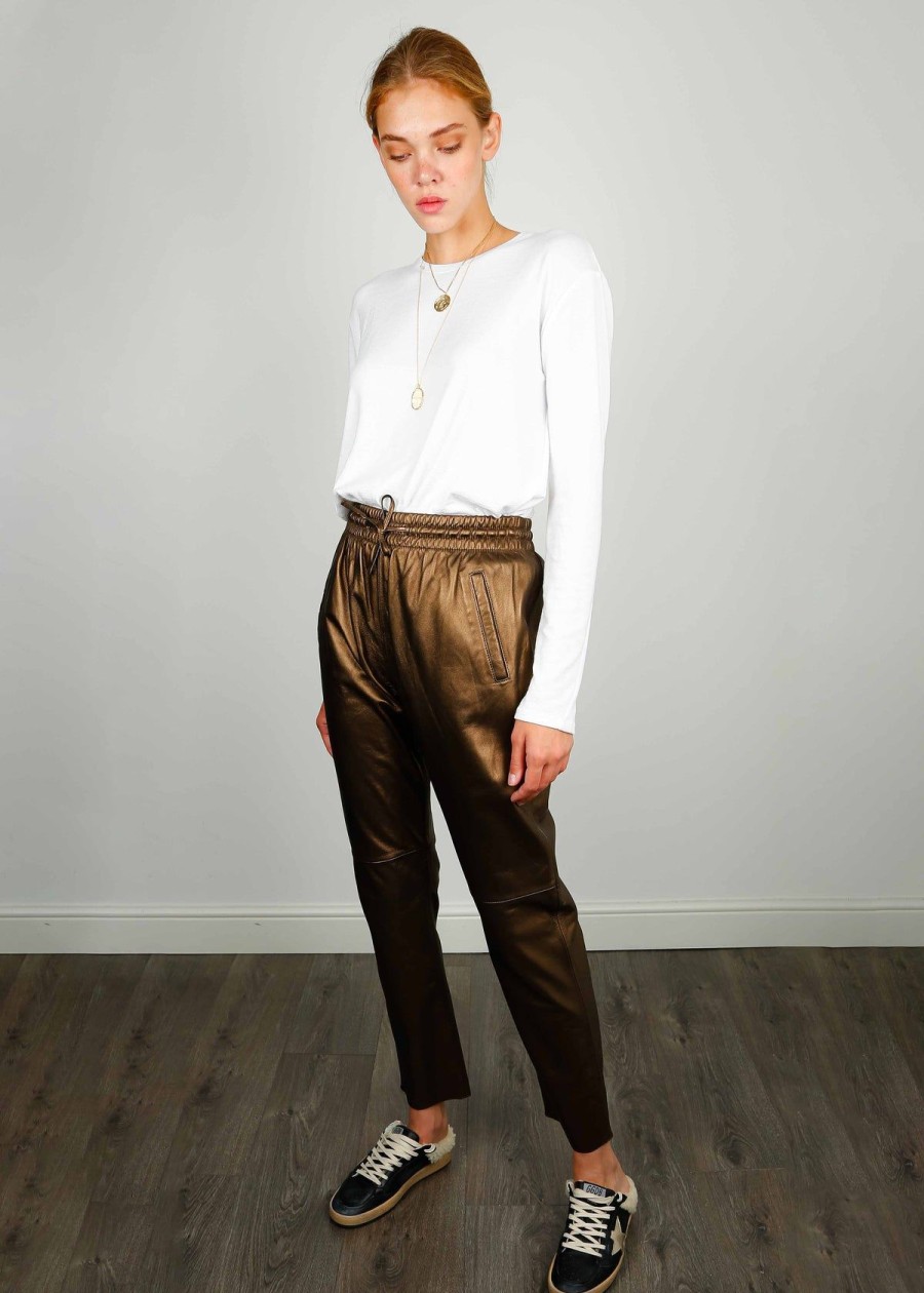 Women Oakwood Trousers | Ow Gift Leather Trousers In Metallic