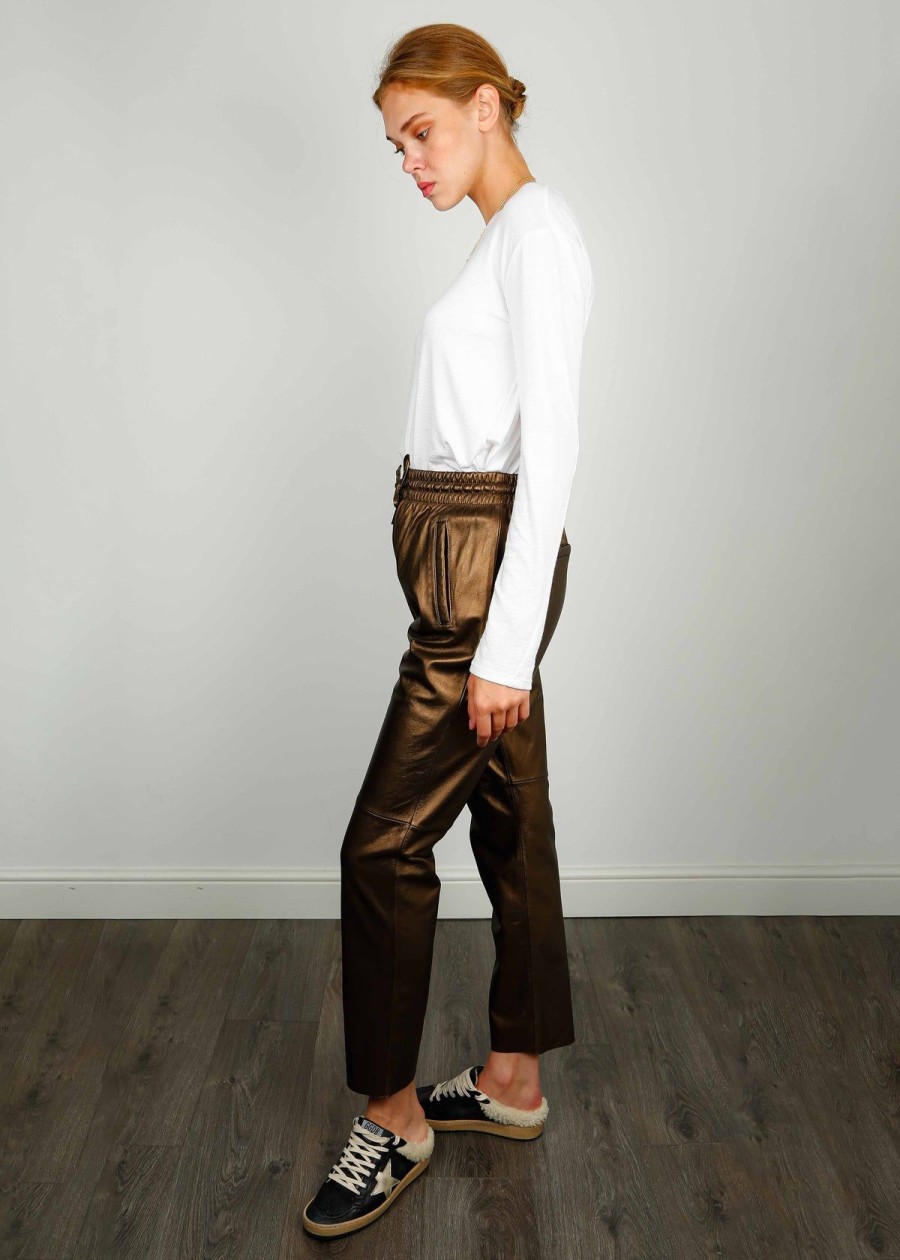 Women Oakwood Trousers | Ow Gift Leather Trousers In Metallic