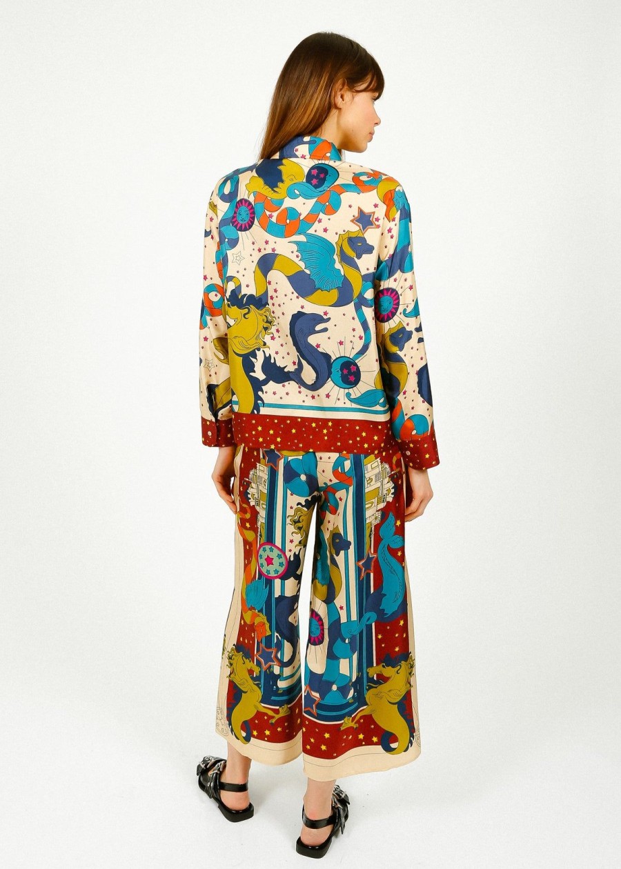 Women Weekend MaxMara Trousers | Mm Fano Printed Trousers In Foulard Fantasy
