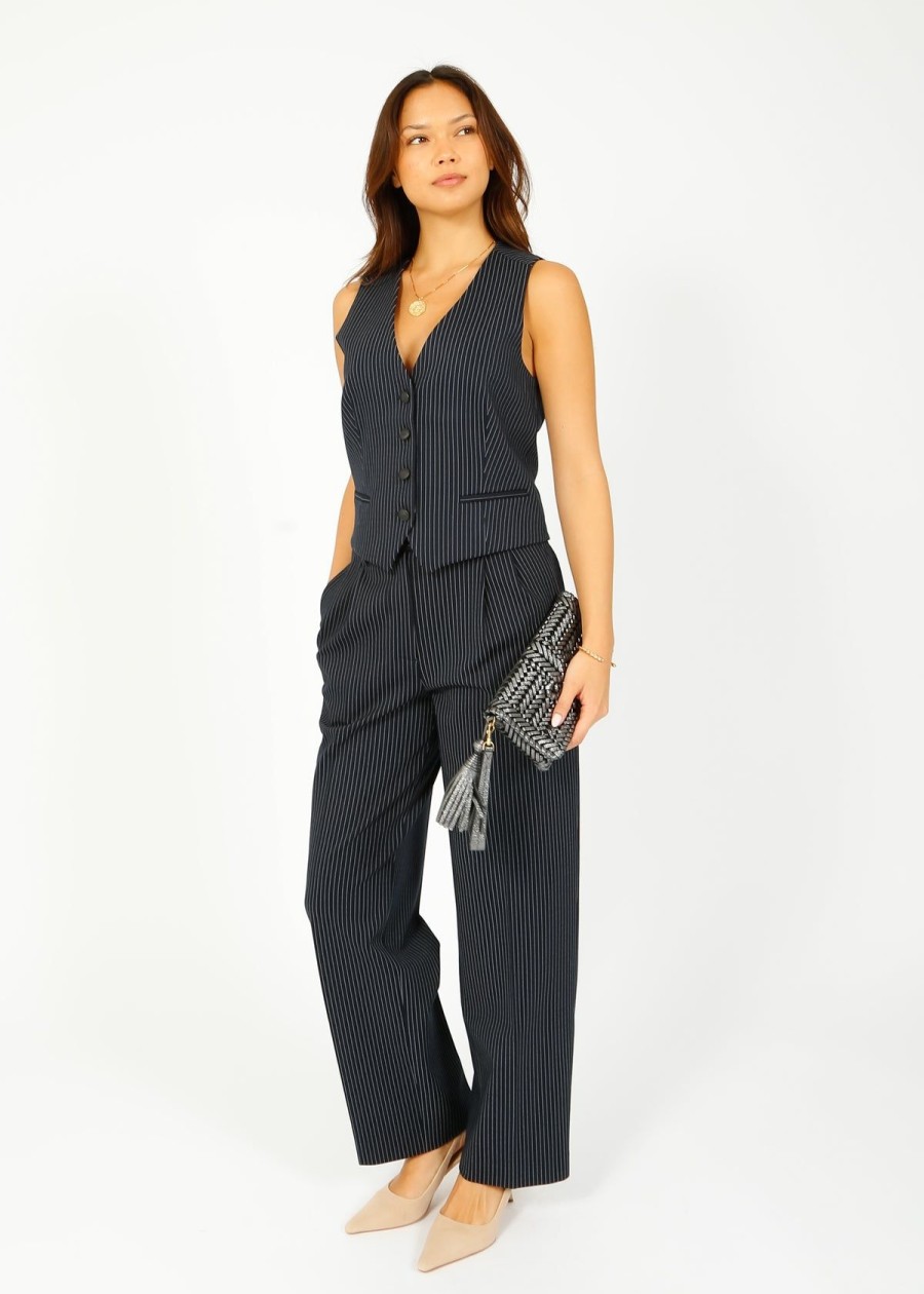 Women Rag & Bone Trousers | R&B Marianne Ponte Pant In Navy Stripe
