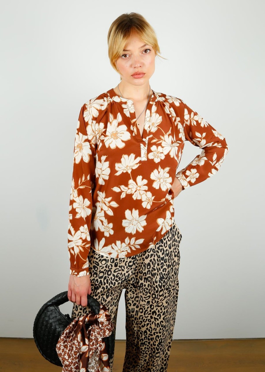Women Primrose Park London Tops | Ppl Sandy Silk Shirt In Sketch Floral 06