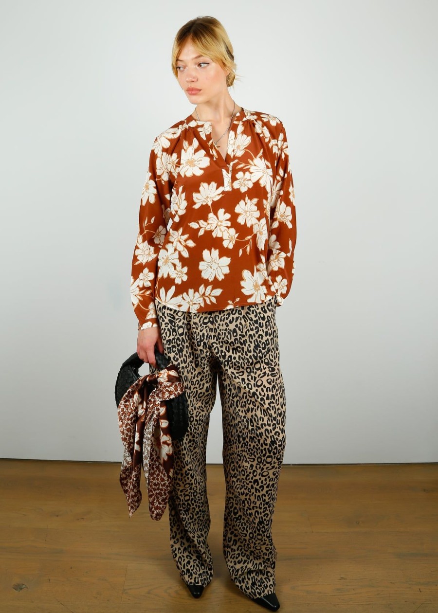 Women Primrose Park London Tops | Ppl Sandy Silk Shirt In Sketch Floral 06