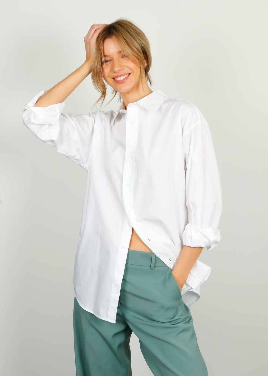 Women PARK Tops | Park Cotton Shirt In White