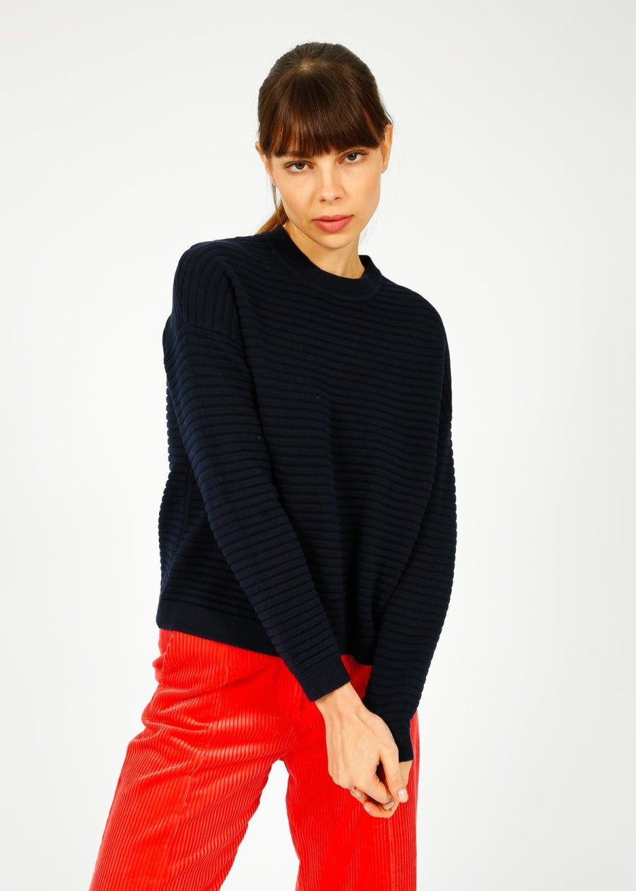 Women Selected Femme Knitwear | Slf Laurina Knit In Dark Sapphire