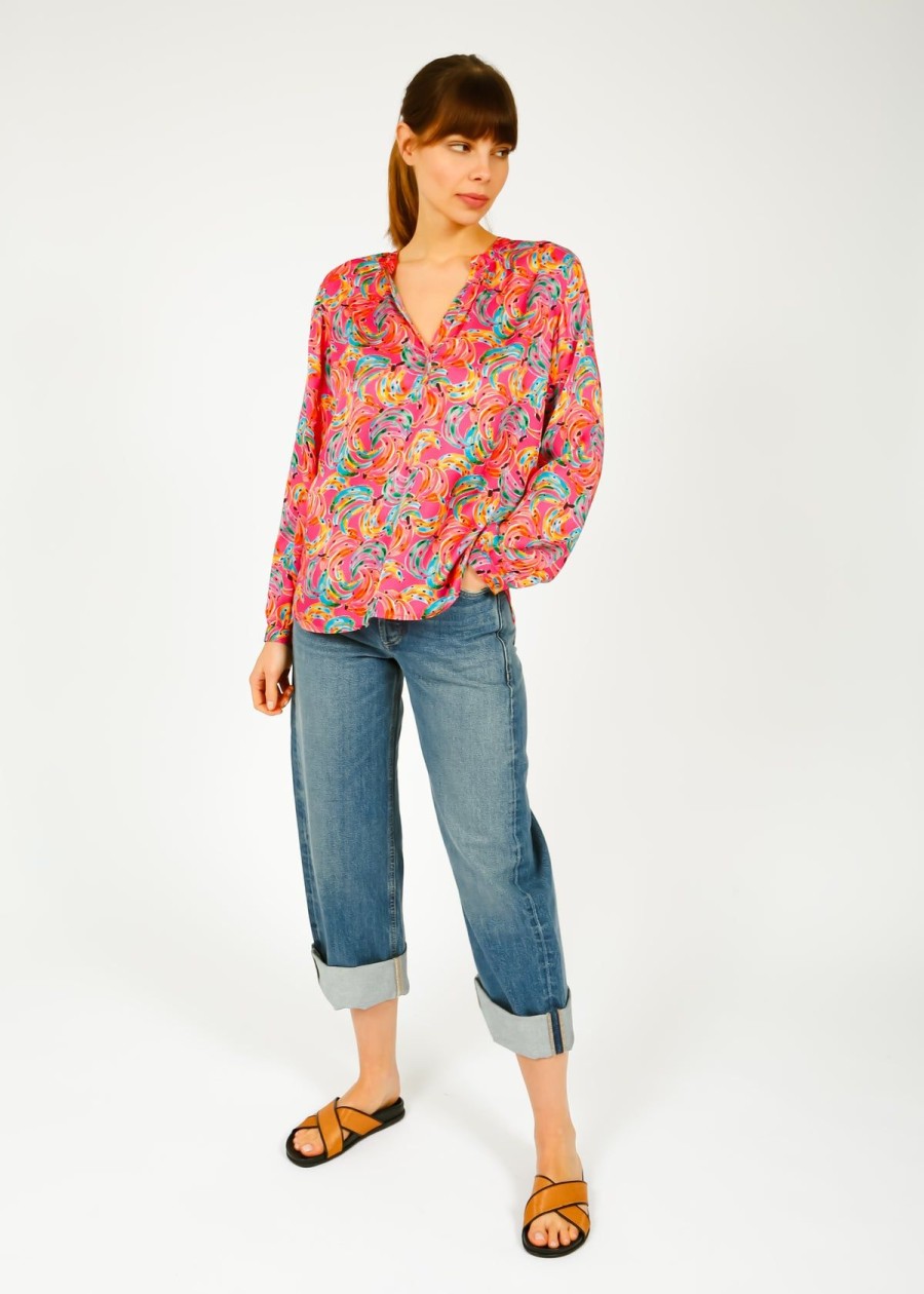 Women Primrose Park London Tops | Ppl Sandy Open Shirt In Bananas 01 Multi