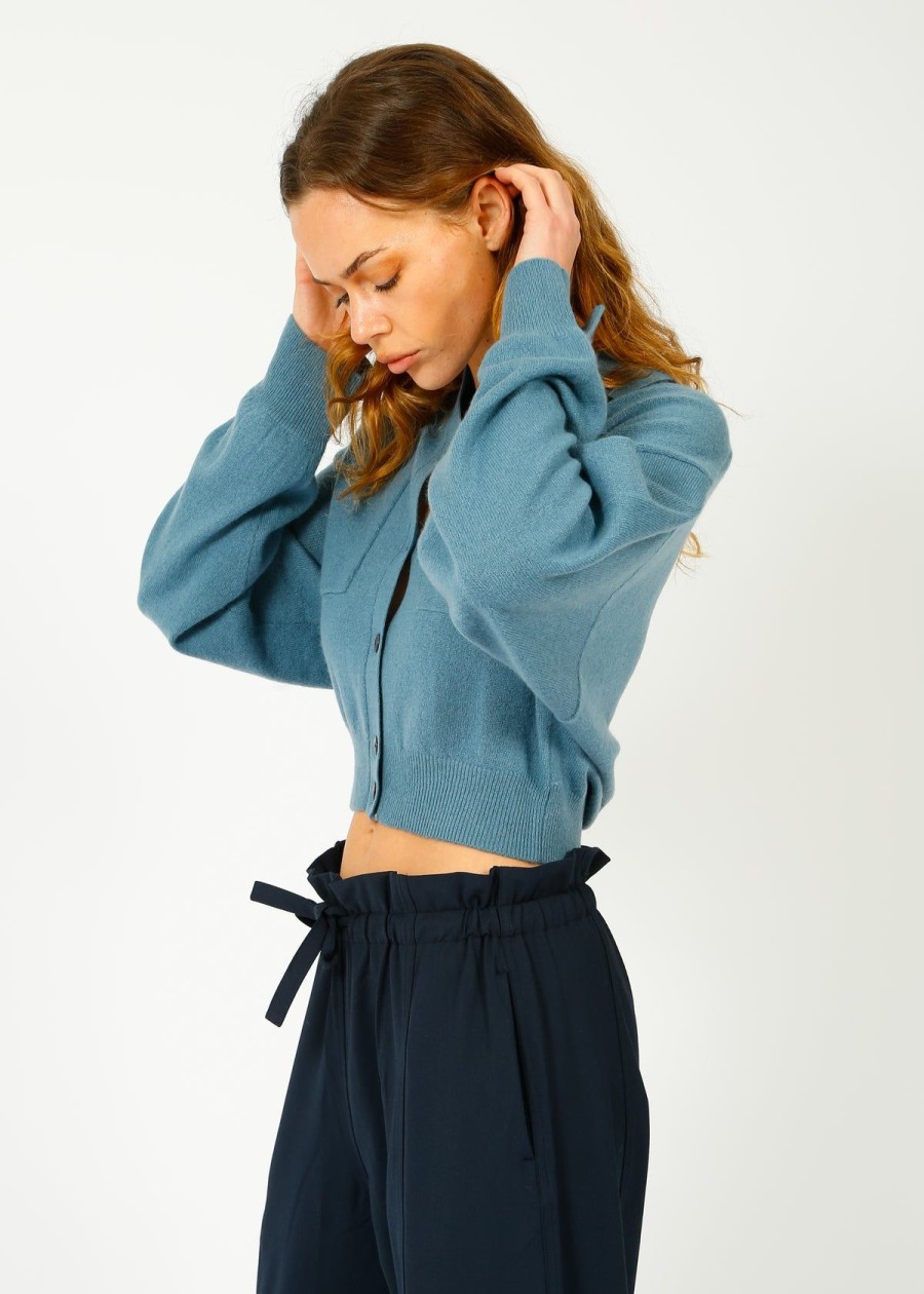 Women Crush Cashmere Knitwear | Crush Alba Bomber Jacket In Denim
