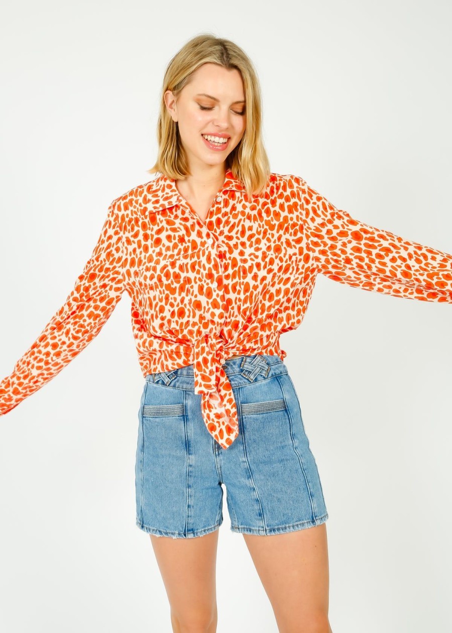 Women Primrose Park London Tops | Ppl Gail Shirt In Leo 05 Orange Leo