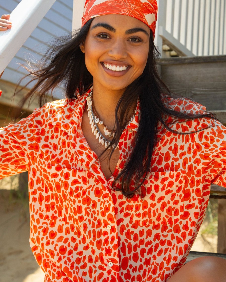 Women Primrose Park London Tops | Ppl Gail Shirt In Leo 05 Orange Leo