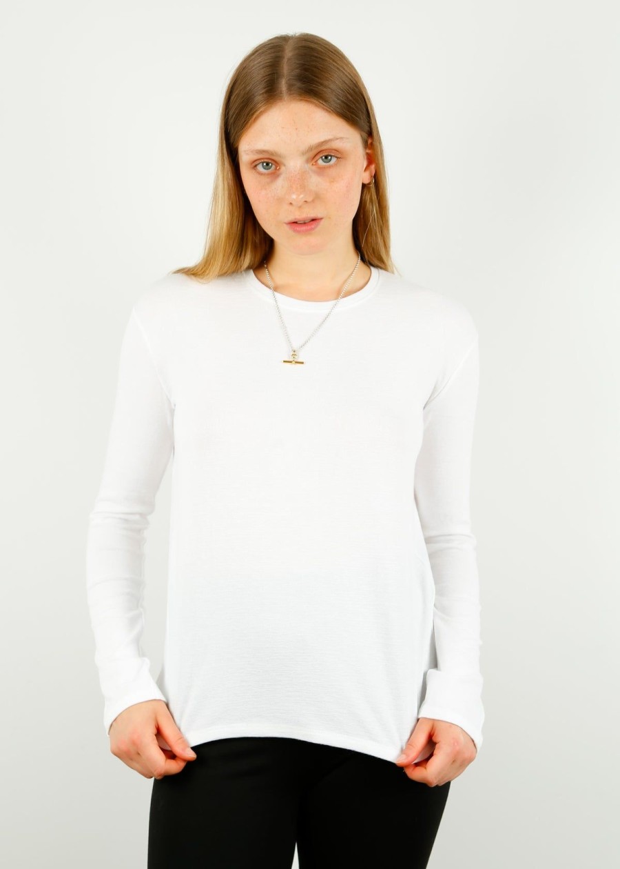 Women Rag & Bone Tops | R&B The Knit Long Sleeve Top In White