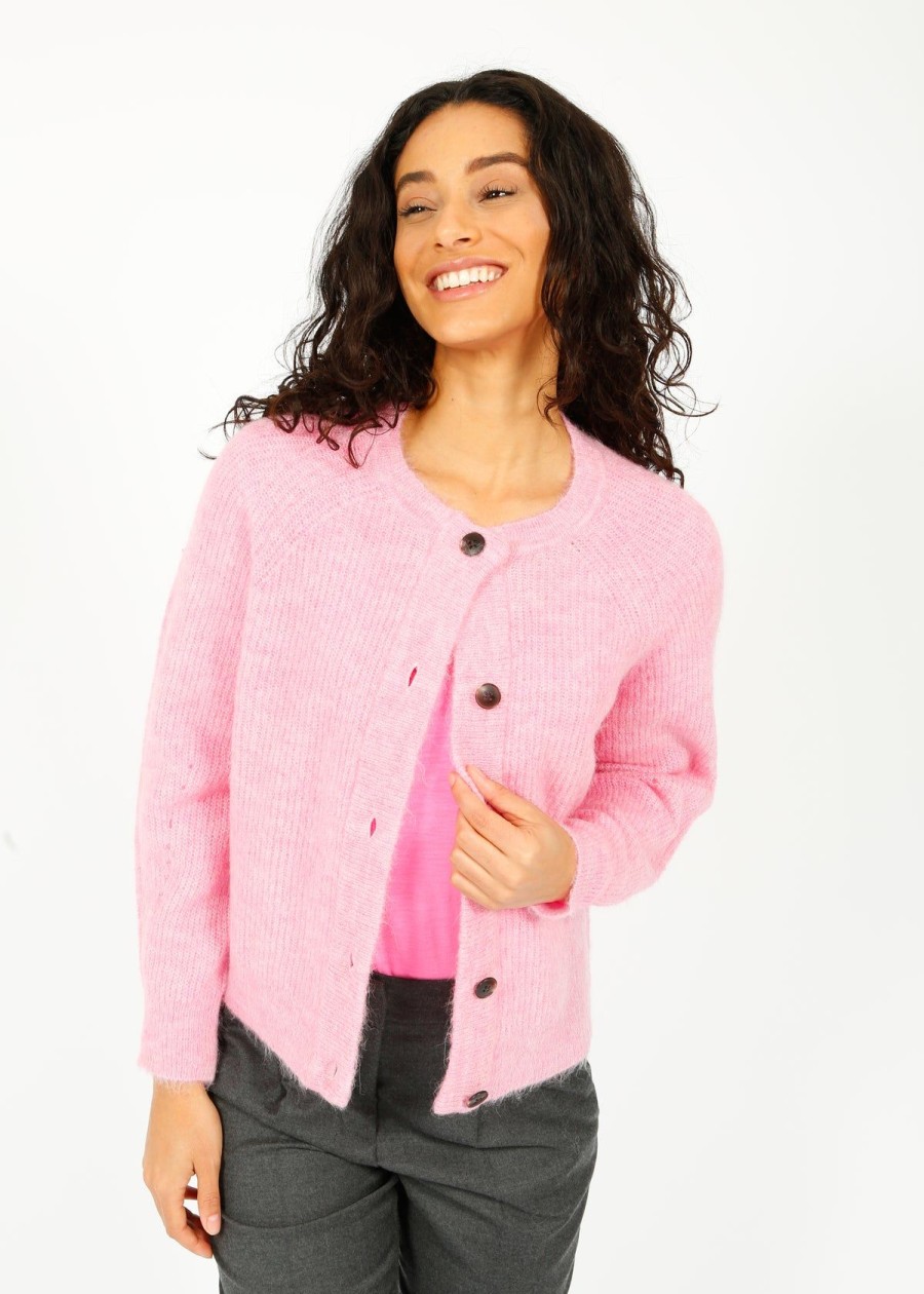Women Selected Femme Knitwear | Slf Lulu Knit Short Cardi In Moonlite Mauve