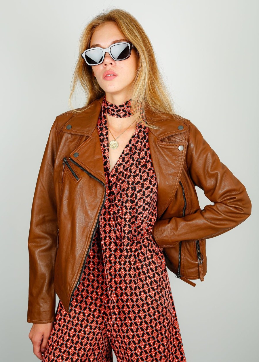 Women Oakwood Jackets | Ow Clips Leather Jacket In Whisky