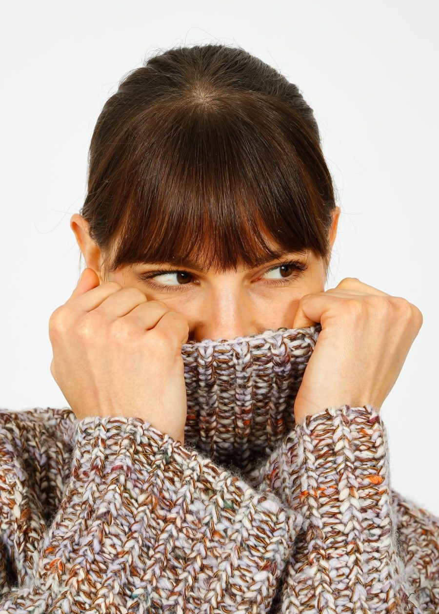 Women Rag & Bone Knitwear | R&B Dapne T Neck In Purple Multi