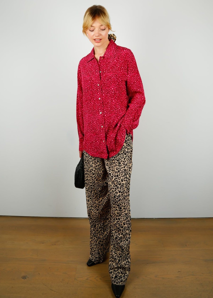 Women Primrose Park London Tops | Ppl Gail Shirt In Leo 04 Pink