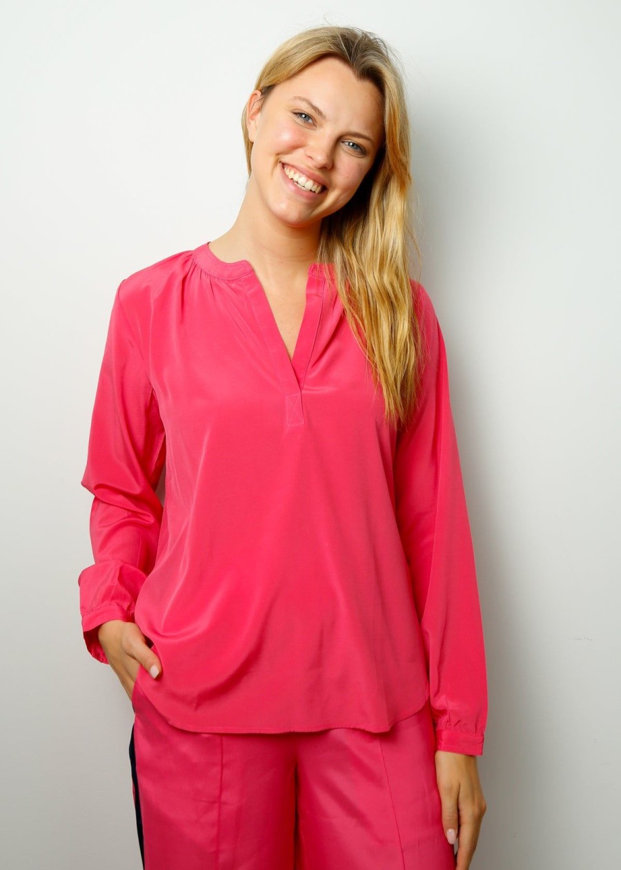 Women Primrose Park London Tops | Ppl Sandy Silk Shirt In Hot Pink