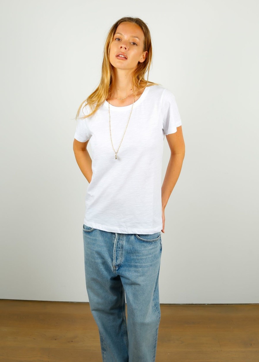 Women PARK Tops | Park Ss Cotton Rd Neck In White