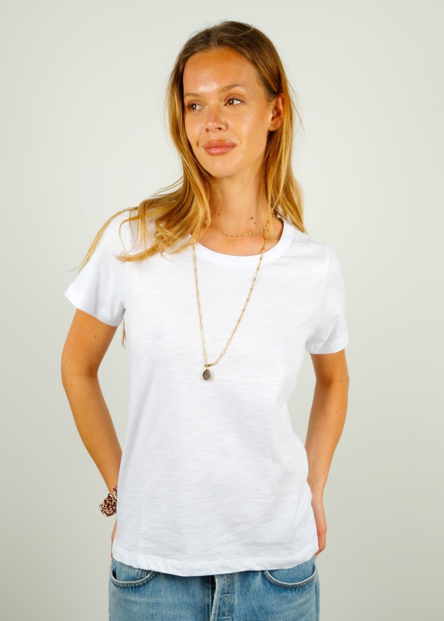 Women PARK Tops | Park Ss Cotton Rd Neck In White