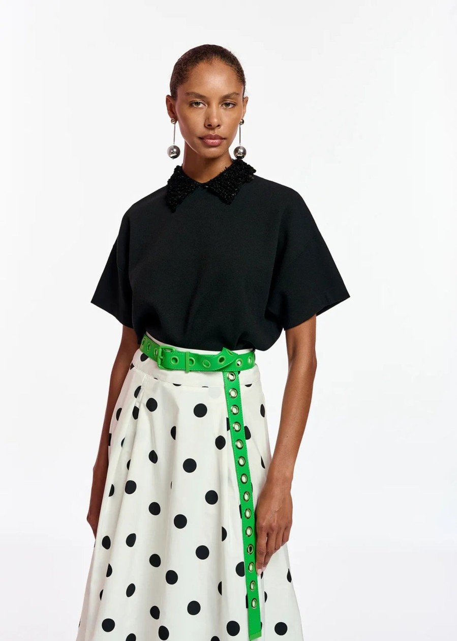 Women Essentiel Antwerp Tops | Ea Filano Top With Embo Collar