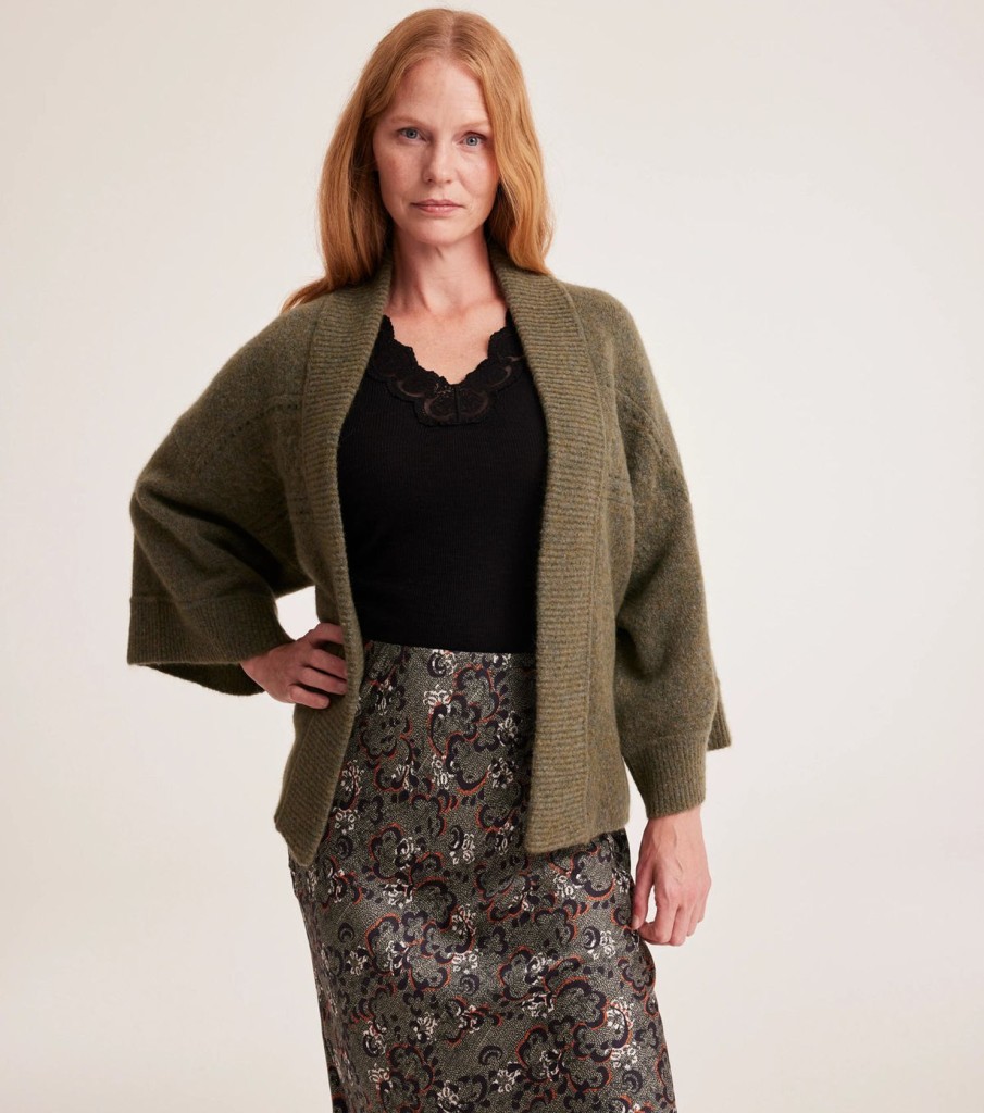 Women Odd Molly Knitwear | Om Carol Cardi In Ivy Green